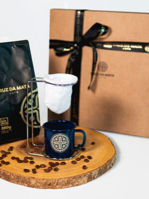Kit Presente - Café Moído, café em Grãos, Coador e Caixa de Presente
